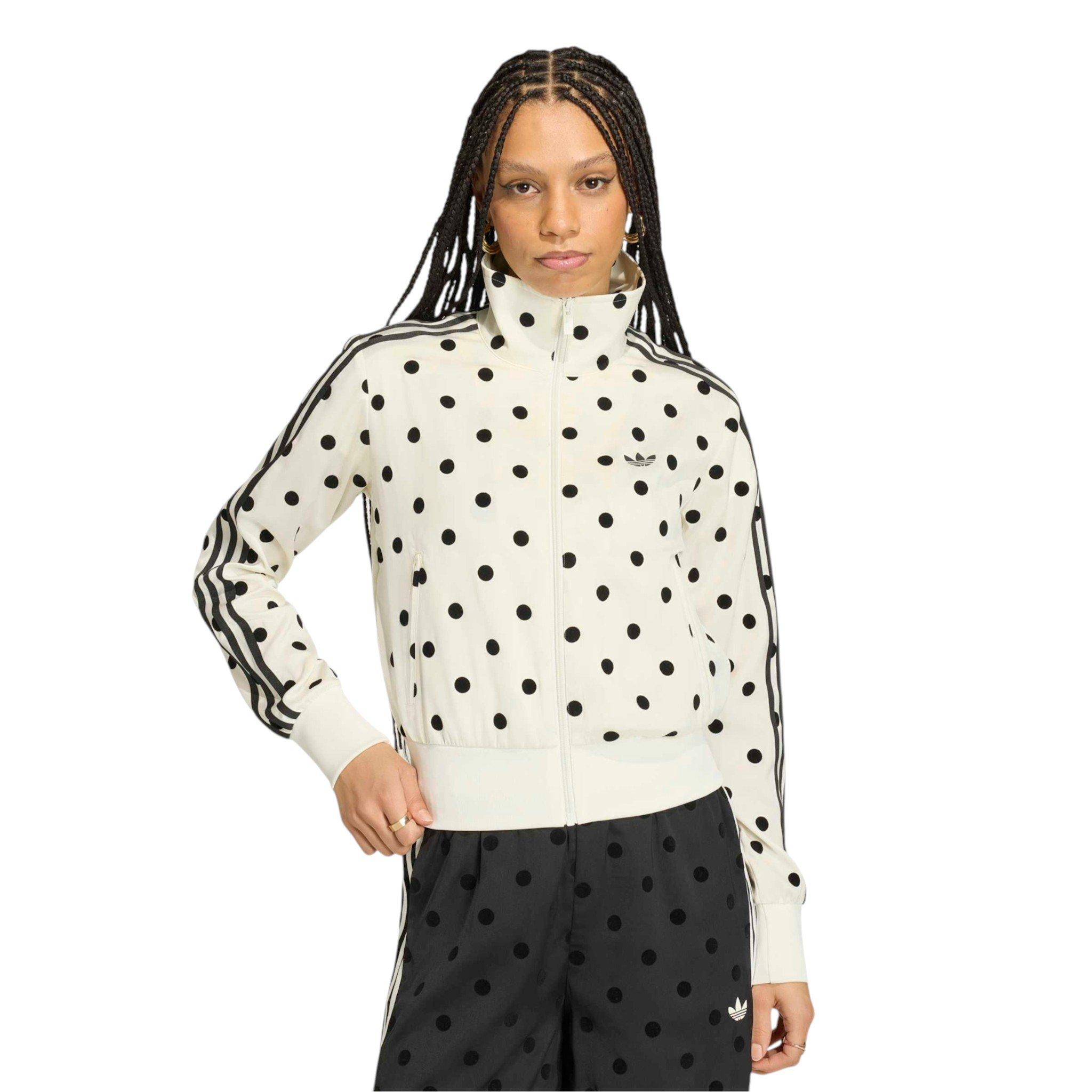 adidas Women's Polka Dot Jacket - Off White - WHITE/BLACK